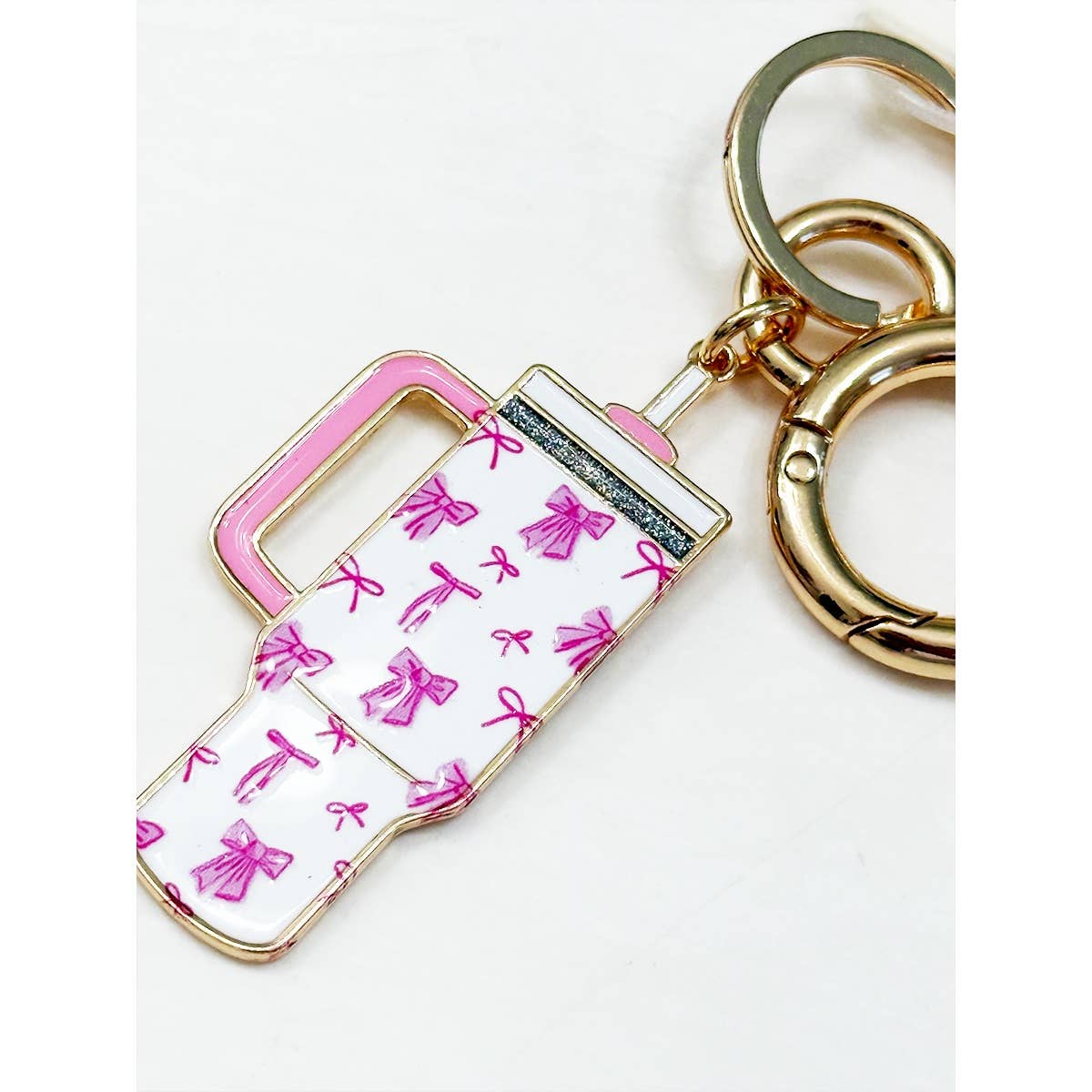 Tumbler Shaped Enamel with Bag Charm Key Chain