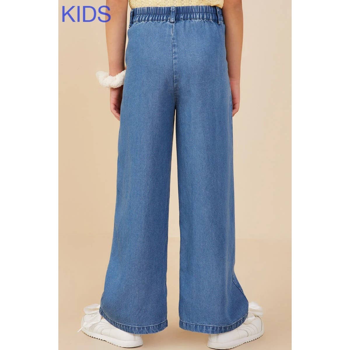 Girls Pleated Detail Wide Leg Tencel Pants