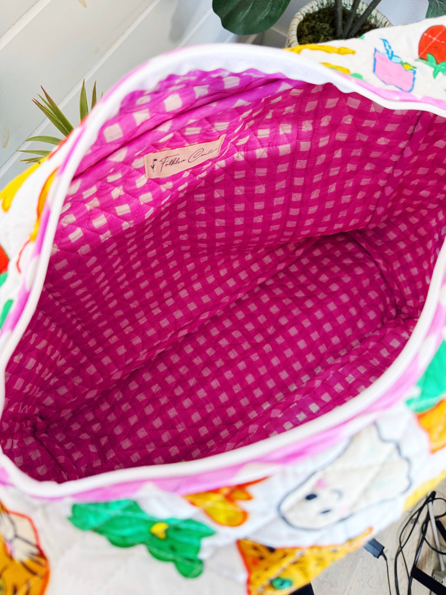 Quilted Weekender Duffle Bag | Lucky Vibes White