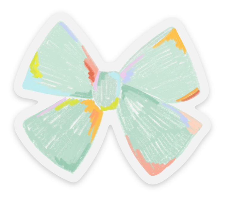 Clear Mint Bow Sticker, 2.3×2.01in.