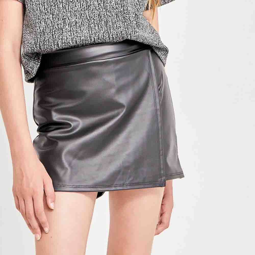 Faux Leather Skort