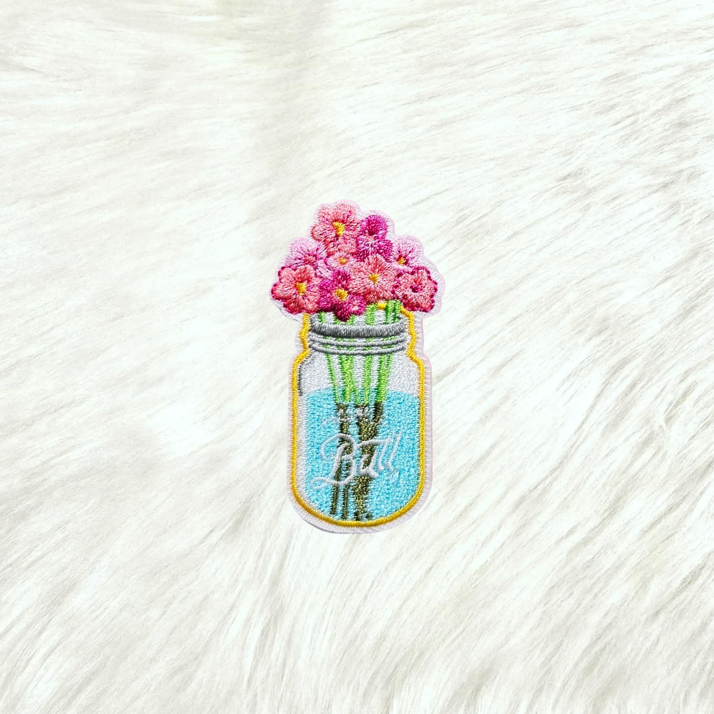 Ball Jar With Flowers Patch