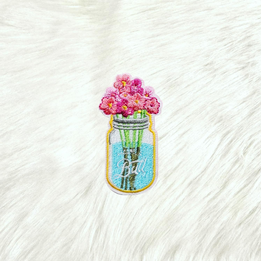 Ball Jar With Flowers Patch