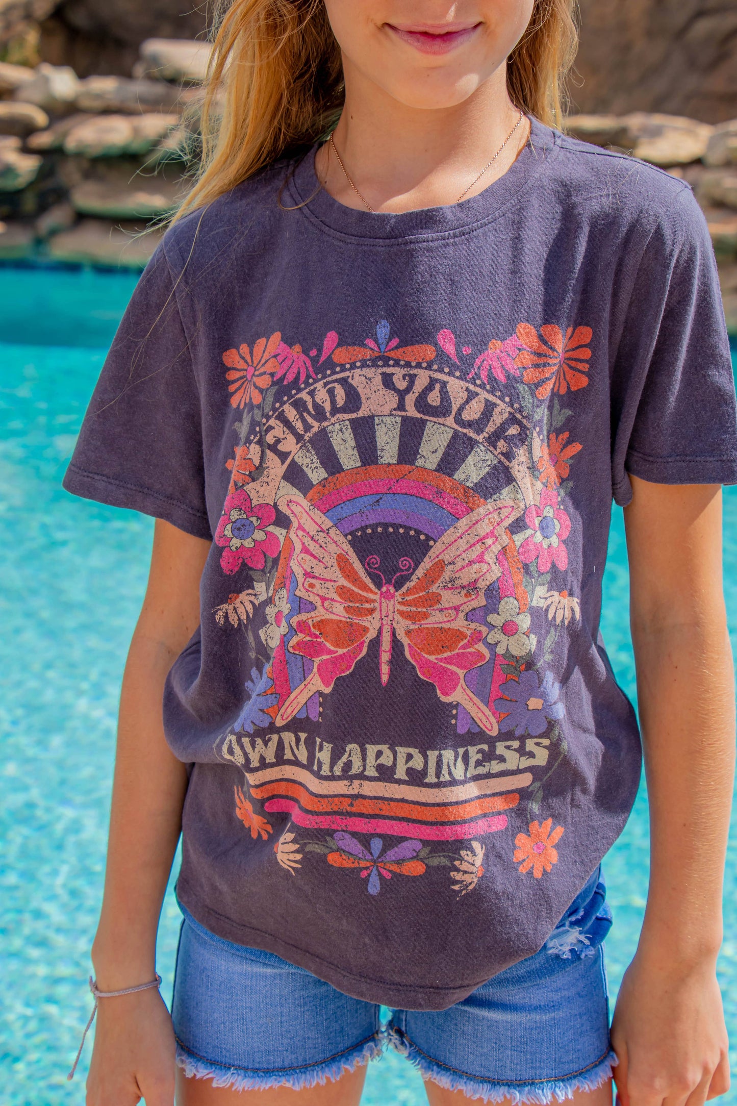 Find your own happiness butterfly graphic tee