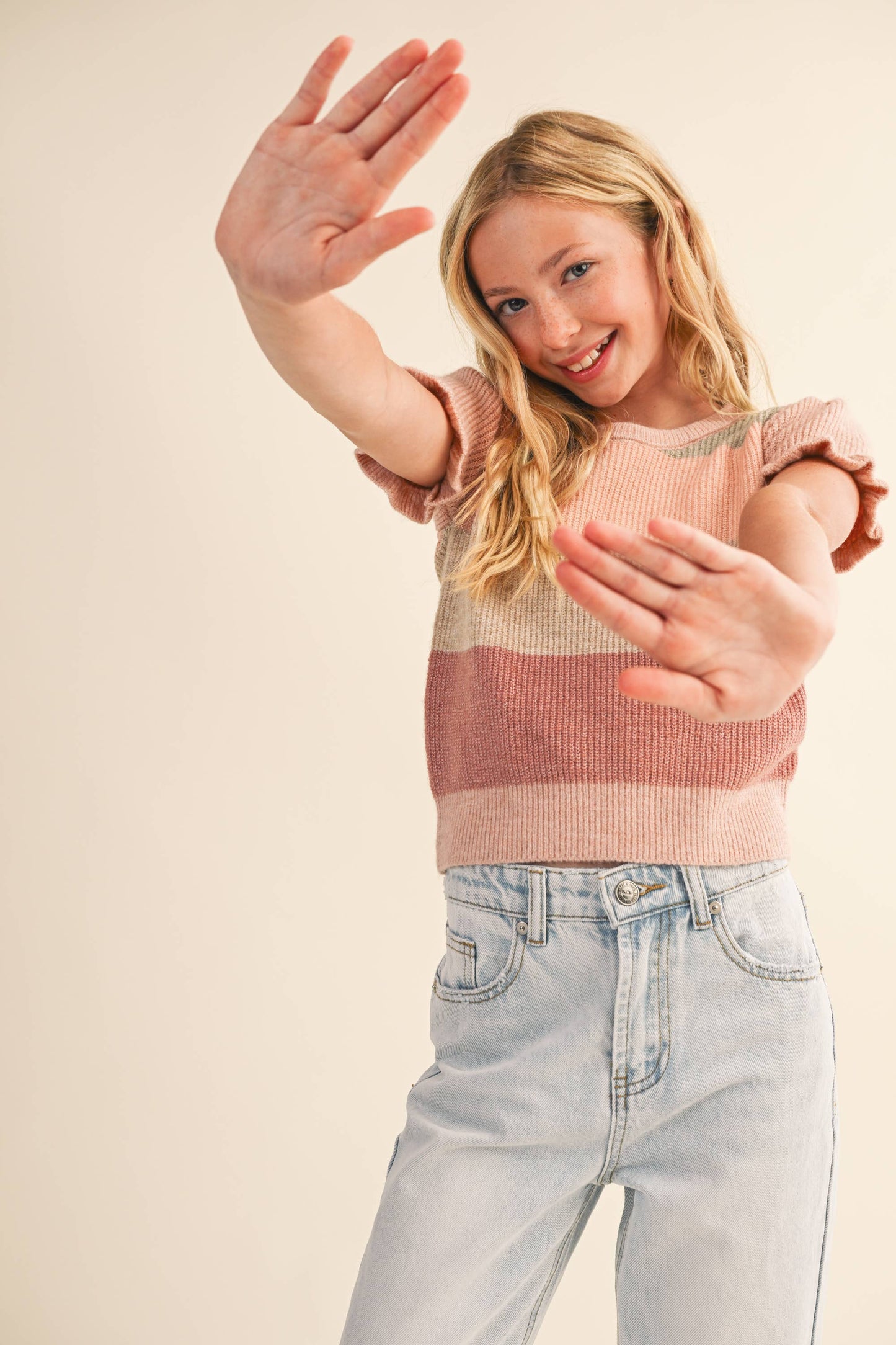 TWEEN KIDS GIRLS PUFF SLEEVE SWEATER