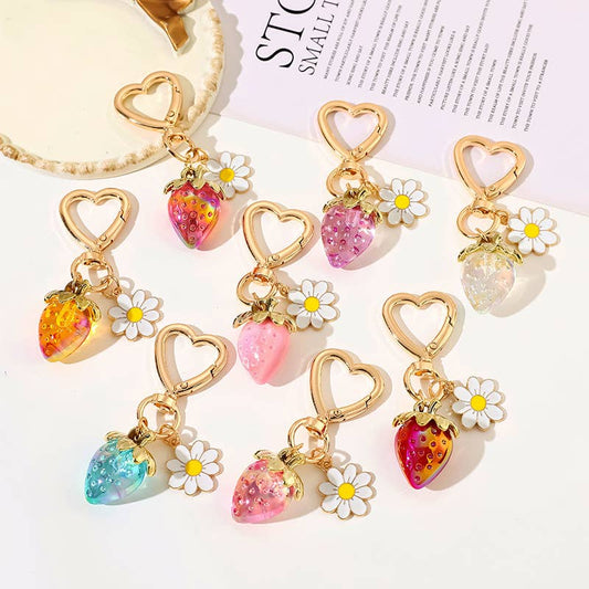 Cute strawberry heart bag charm
