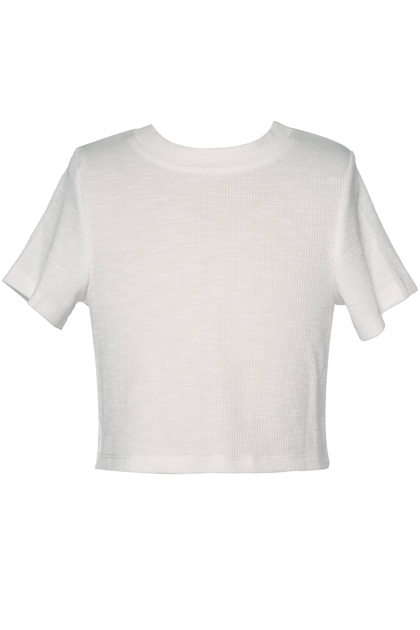 SHORT SLEEVE RIBBED CROP TOP