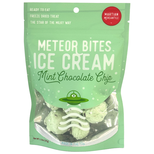 Meteor Bites 
Freeze-Dried Ice Cream: Mint Chocolate chip