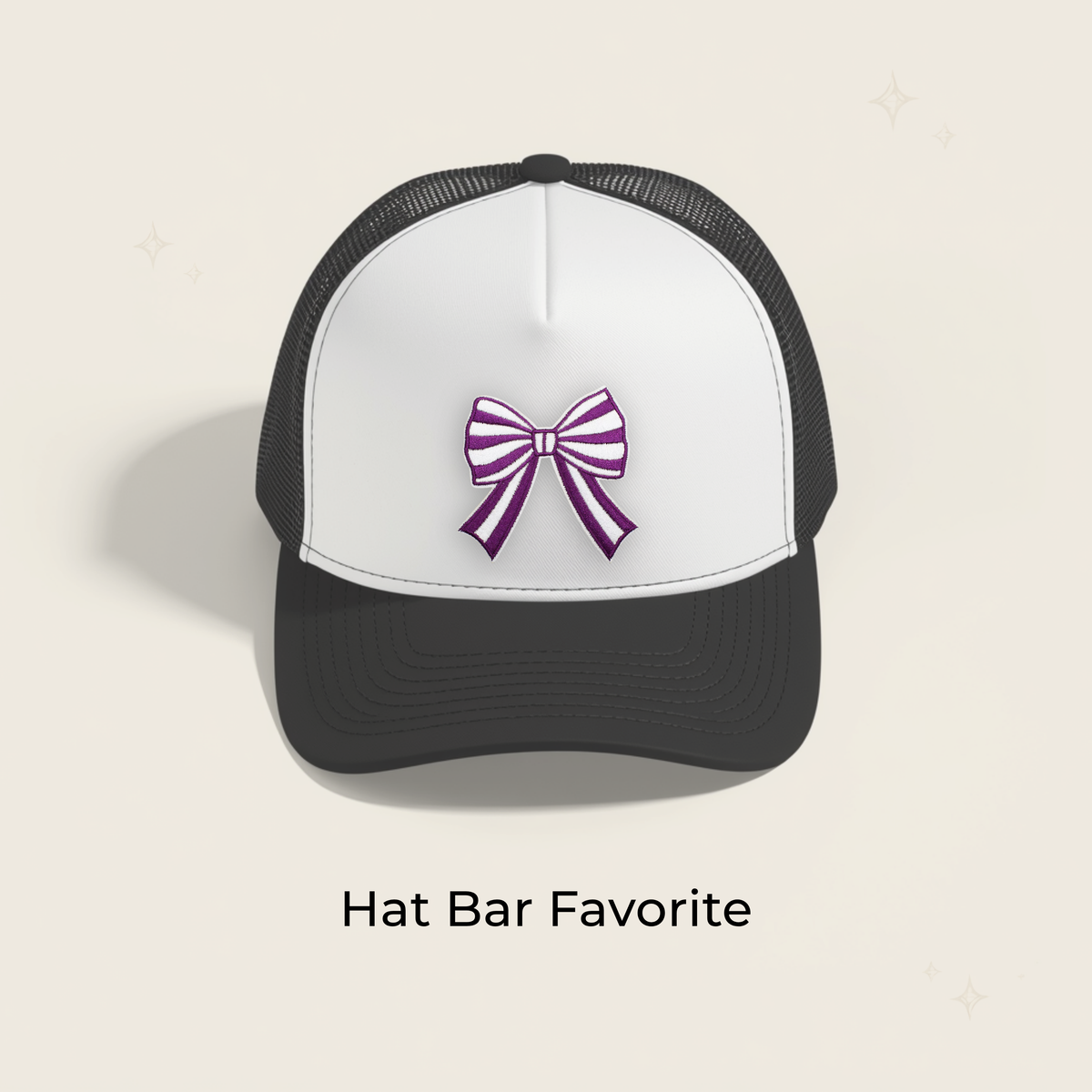 Striped Bow Purple Embroidered Patch