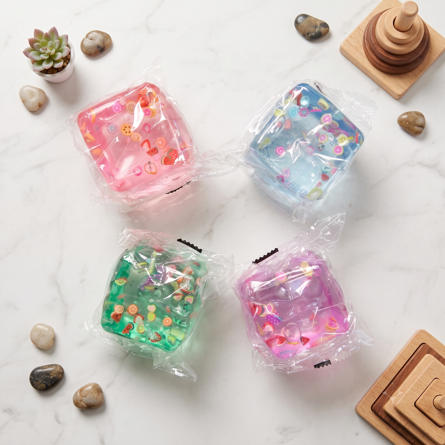 Glitter Fruit Cube Squishy