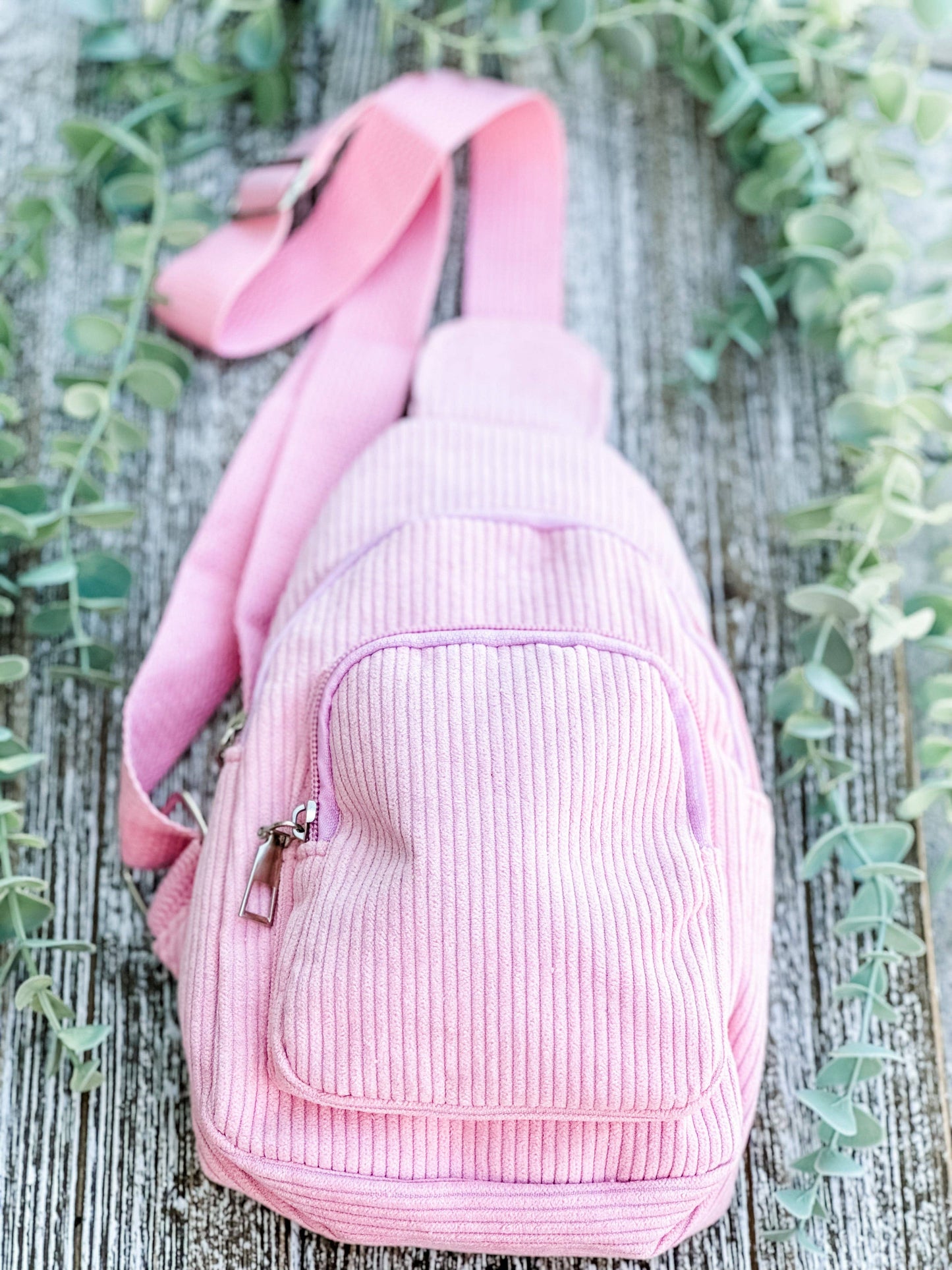 "The Corey" Pink Corduroy Sling Bag