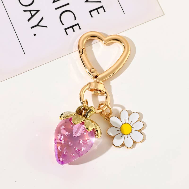 Cute strawberry heart bag charm
