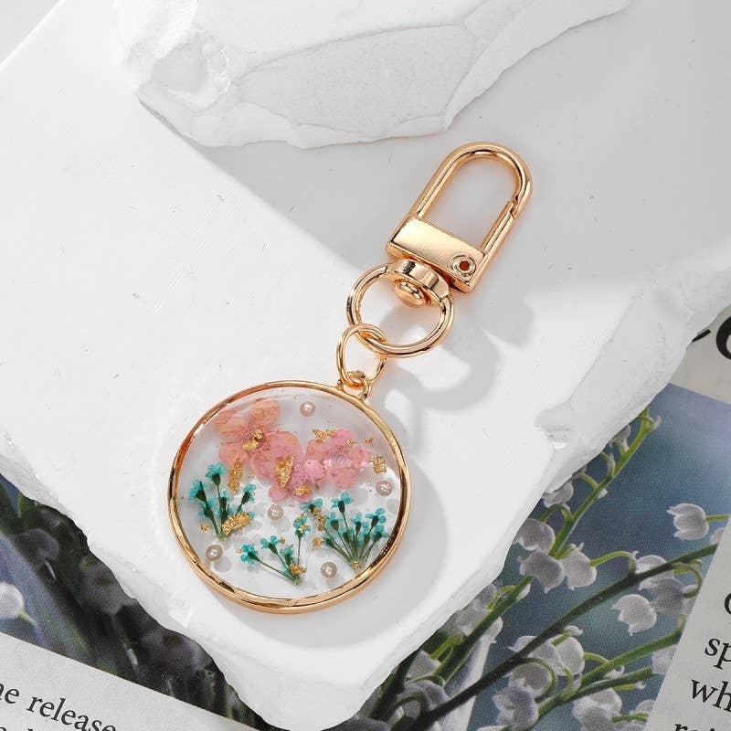 BAG CHARM-PRESSED DRIED FLOWER