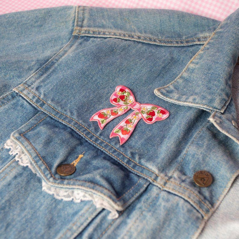 Strawberry Bow Patch - Pink Gingham