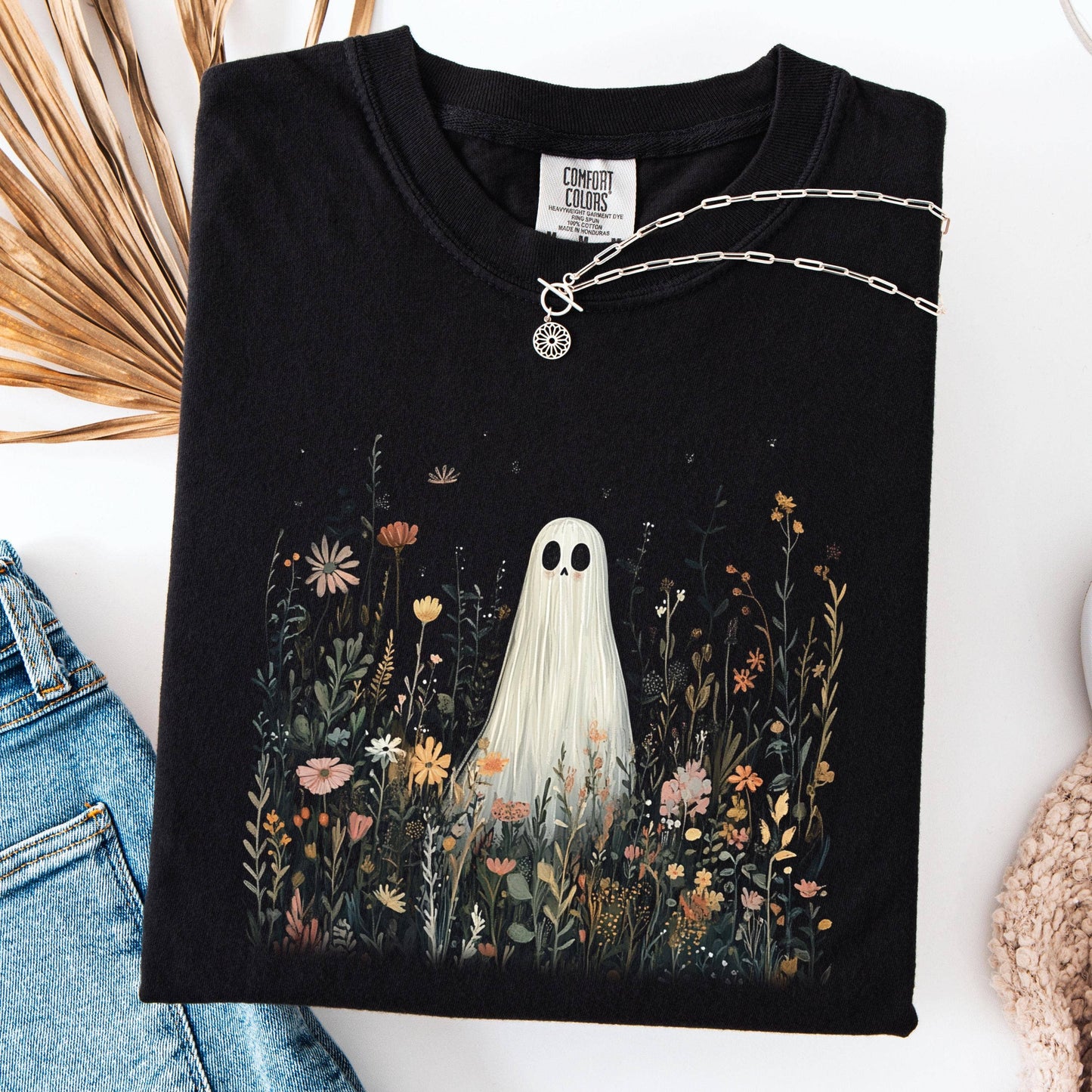 Comfort Colors Cute Ghost in Wildflowers Shirt Spooky Fall