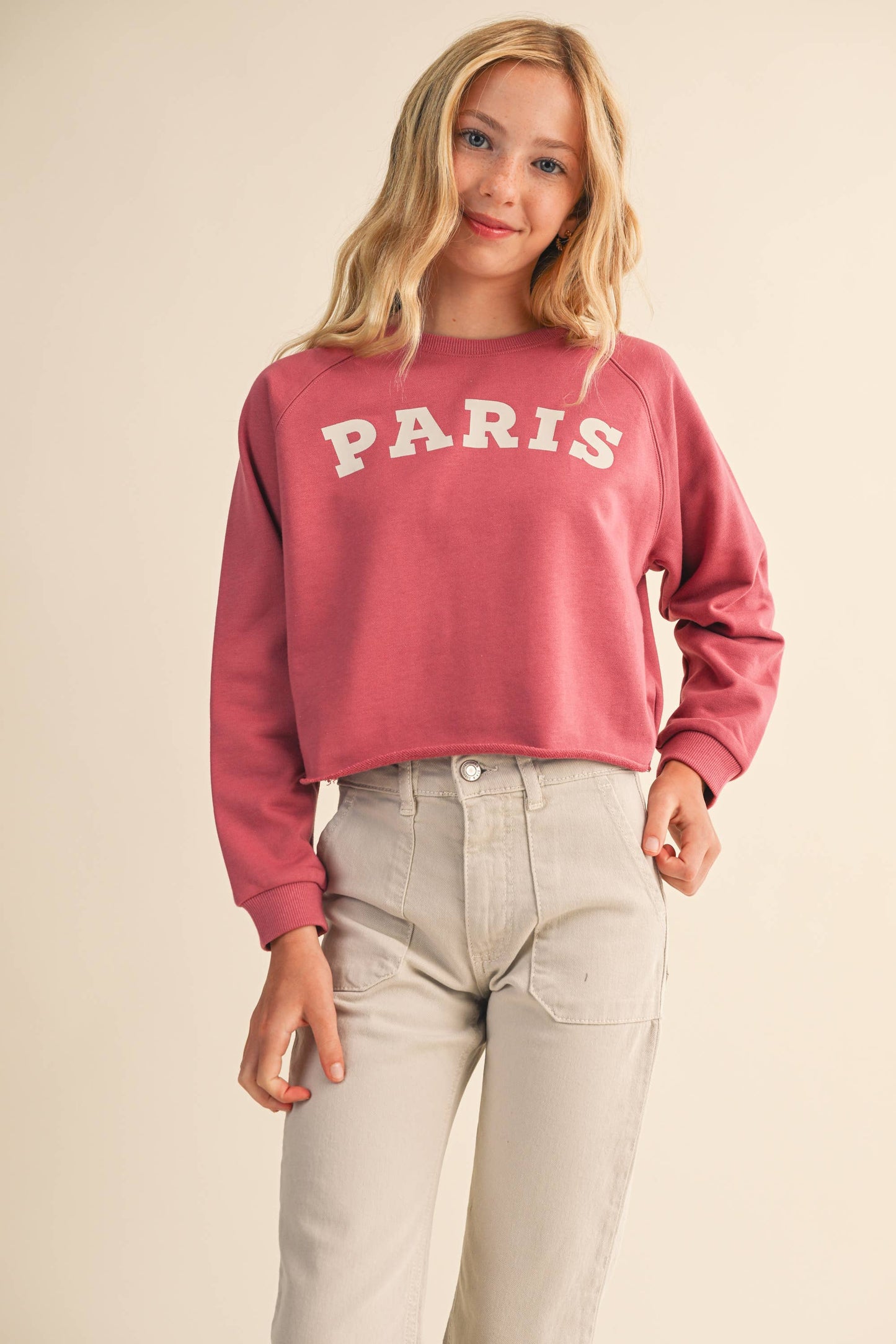 PARIS CROPPED RAGLAN SWEATSHIRT