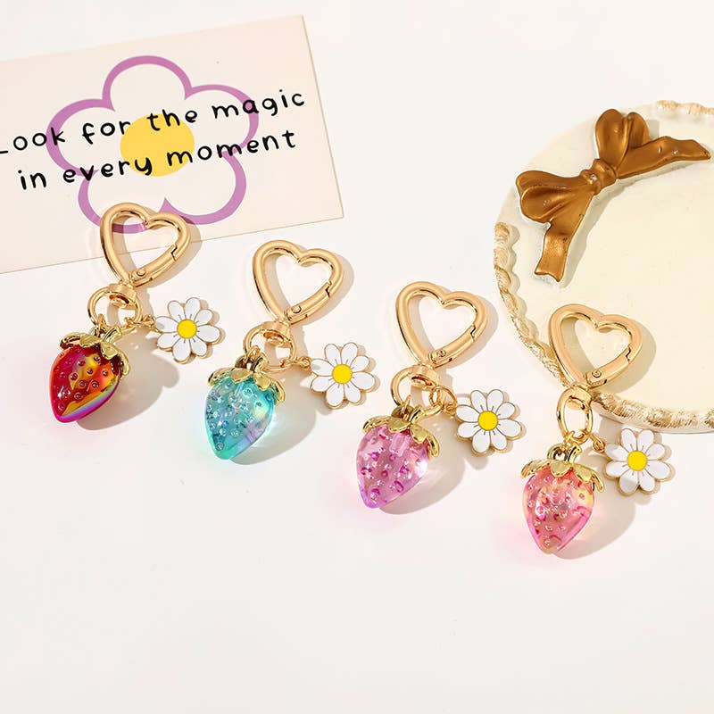 Cute strawberry heart bag charm