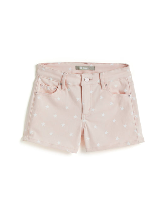 STAR PRINT COLOR SHORT W/ FRAY HEM