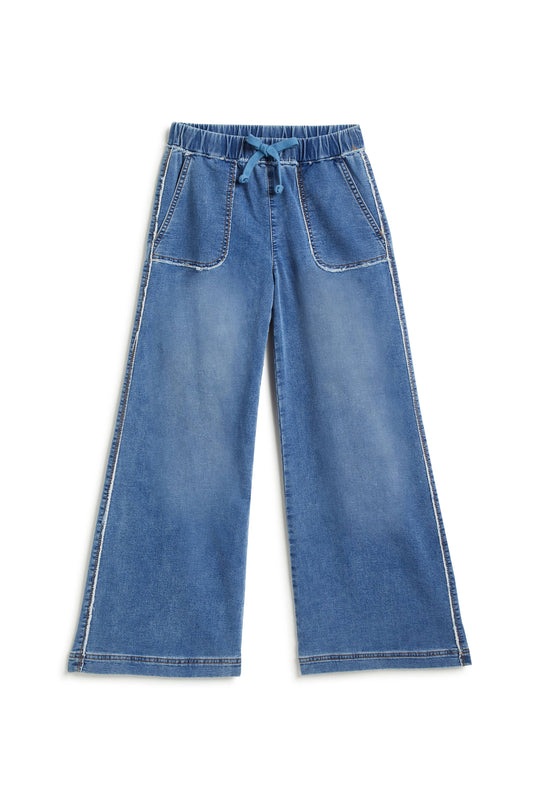 DRAWSTRING WIDE LEG WITH FRAY HEM