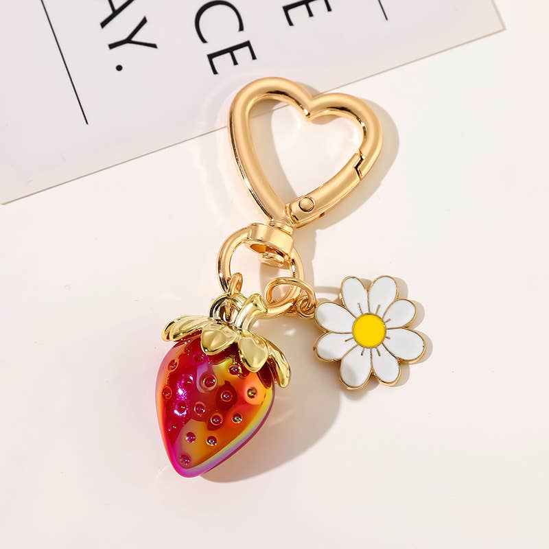 Cute strawberry heart bag charm