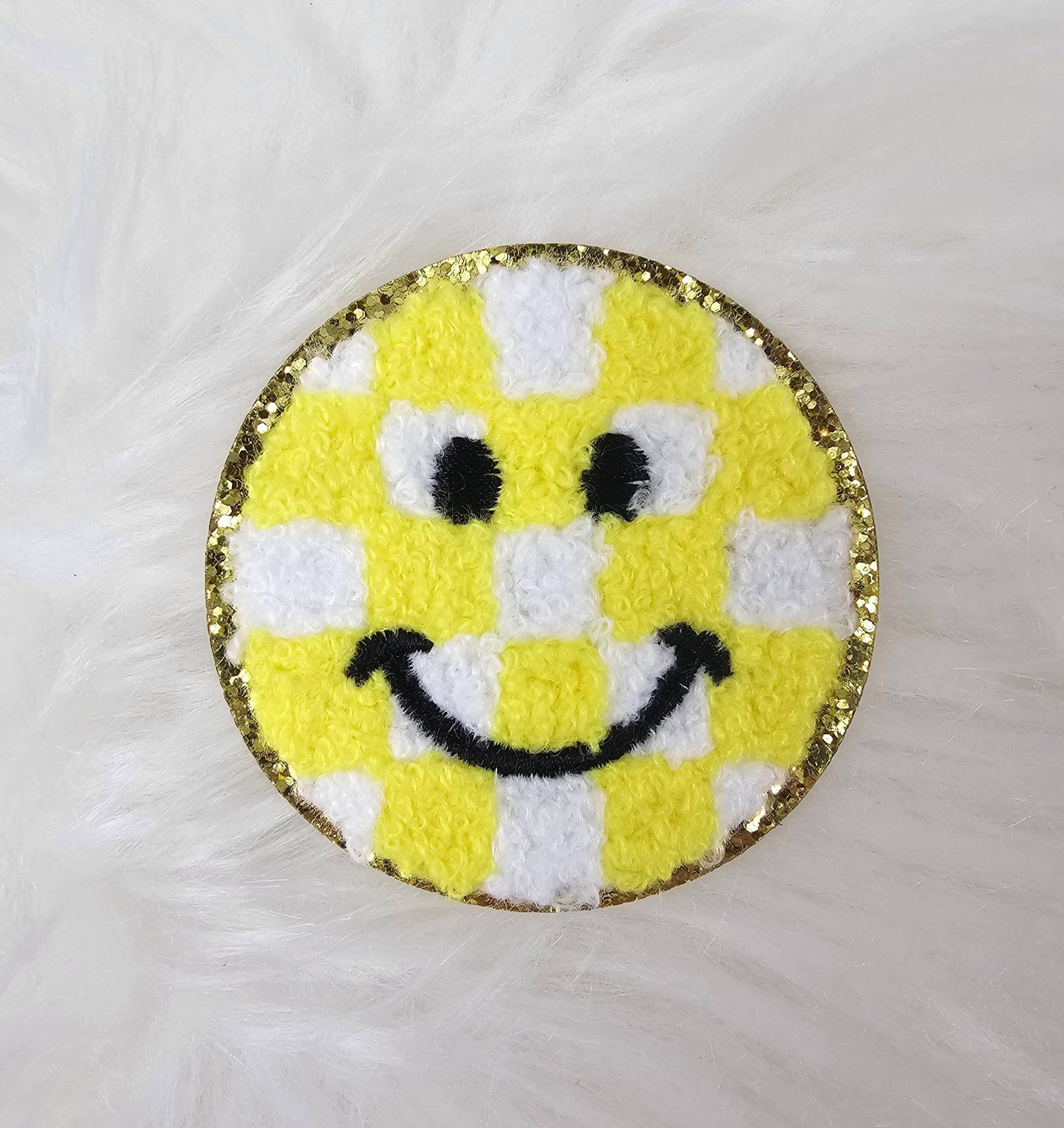 Checkered Smile Face Patch