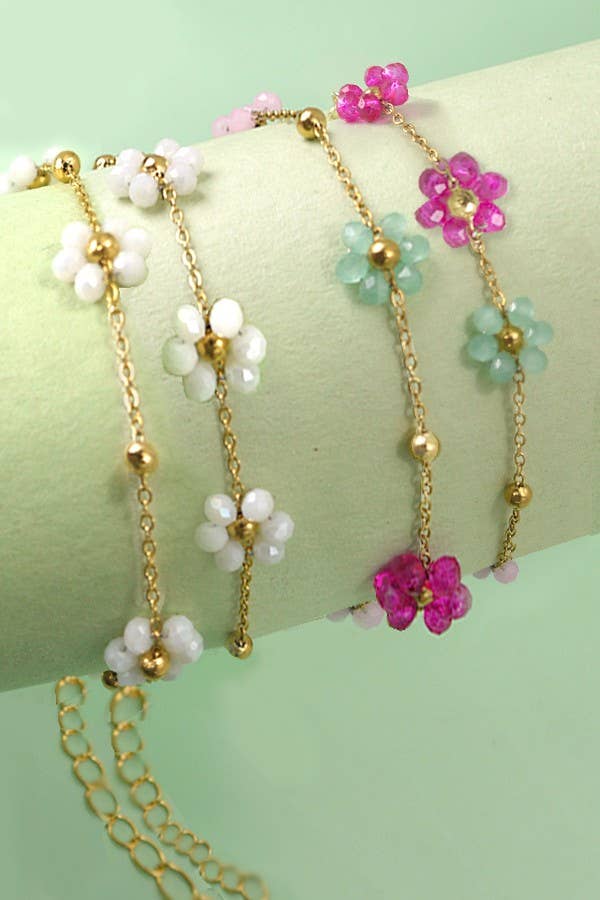 BEADED FLOWER CHARM BRACELETS