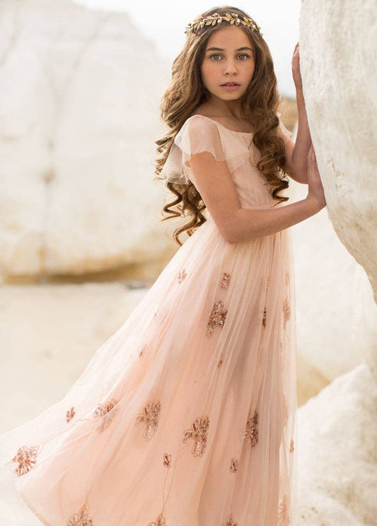 Kid's Kristine Dress in Blush