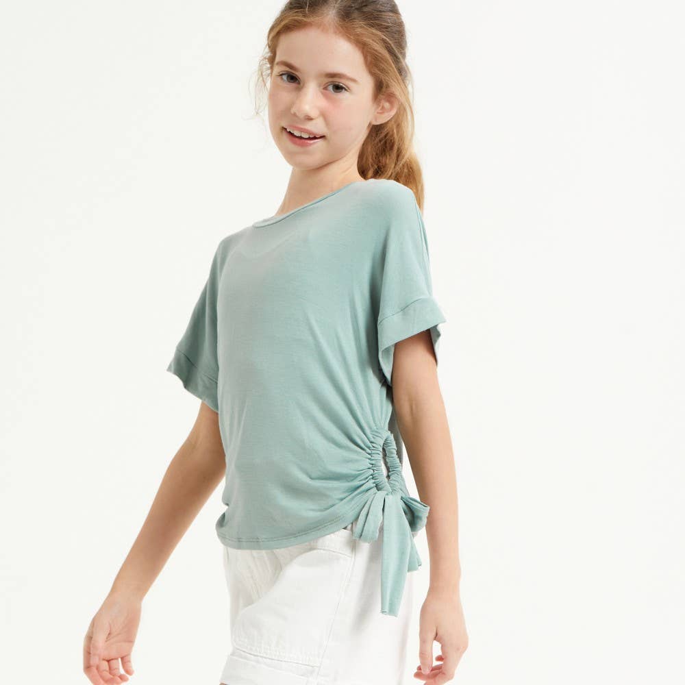 Drawstring Side Ruched Modal Top