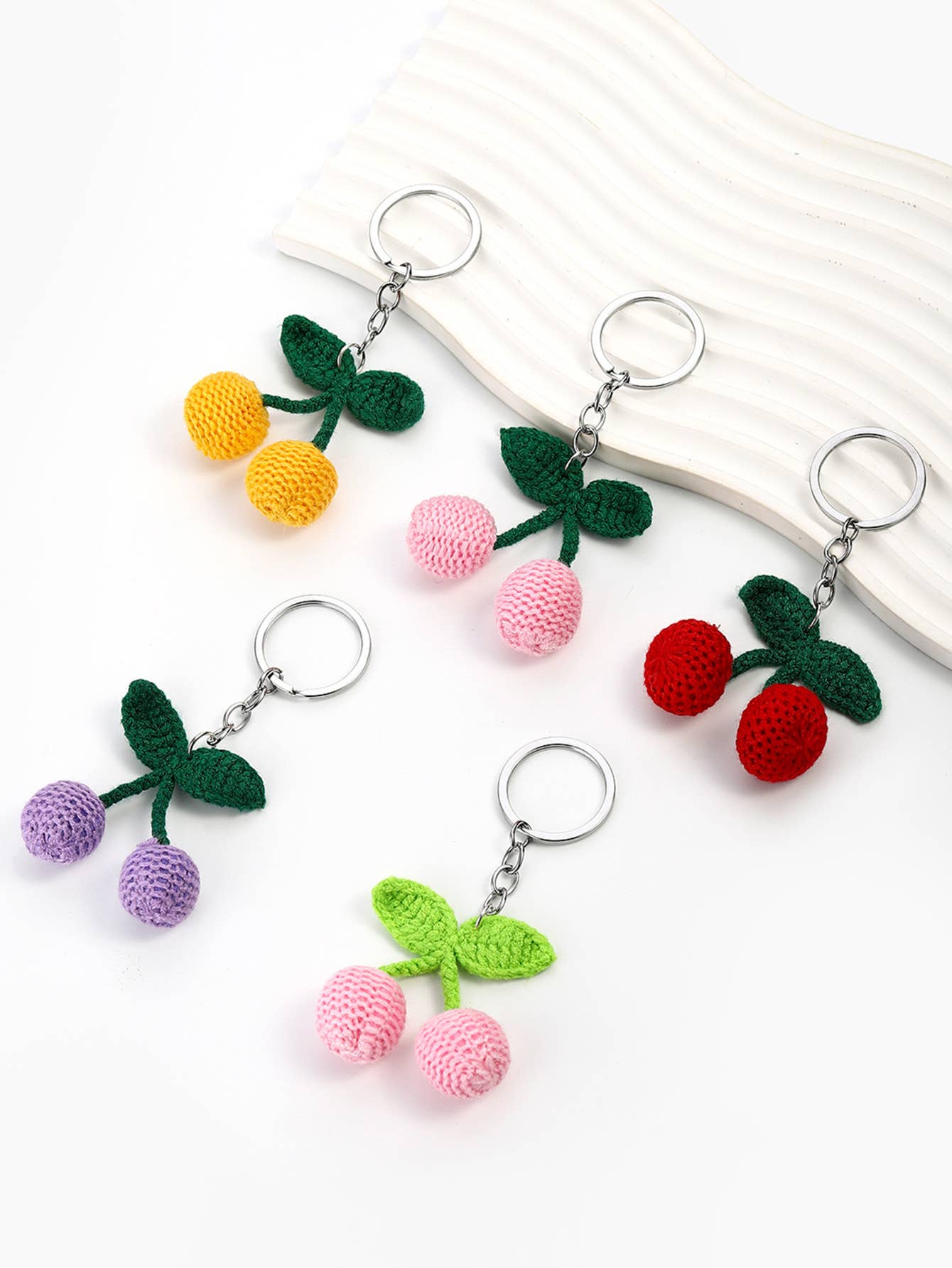 Cute Knitted Cherry Keychain Bag Pendant