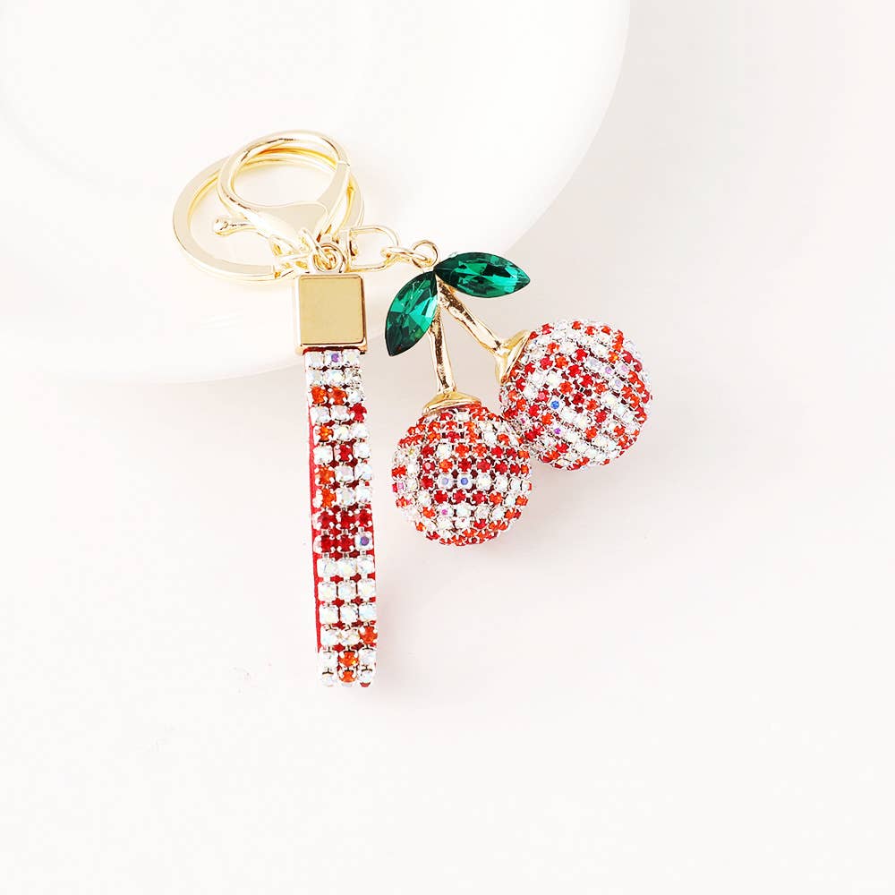 Cherry Rhinestone Keychain