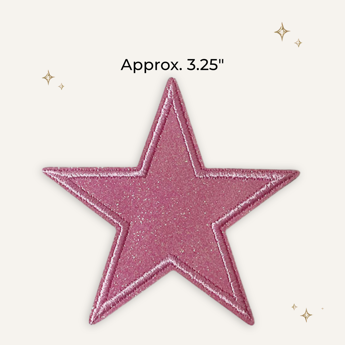 Hot Pink Glitter Star Embroidered Patch