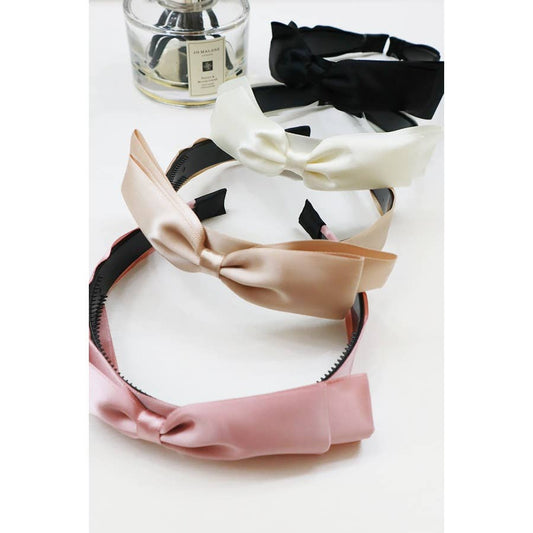 Classy Solid Satin Bow Headband