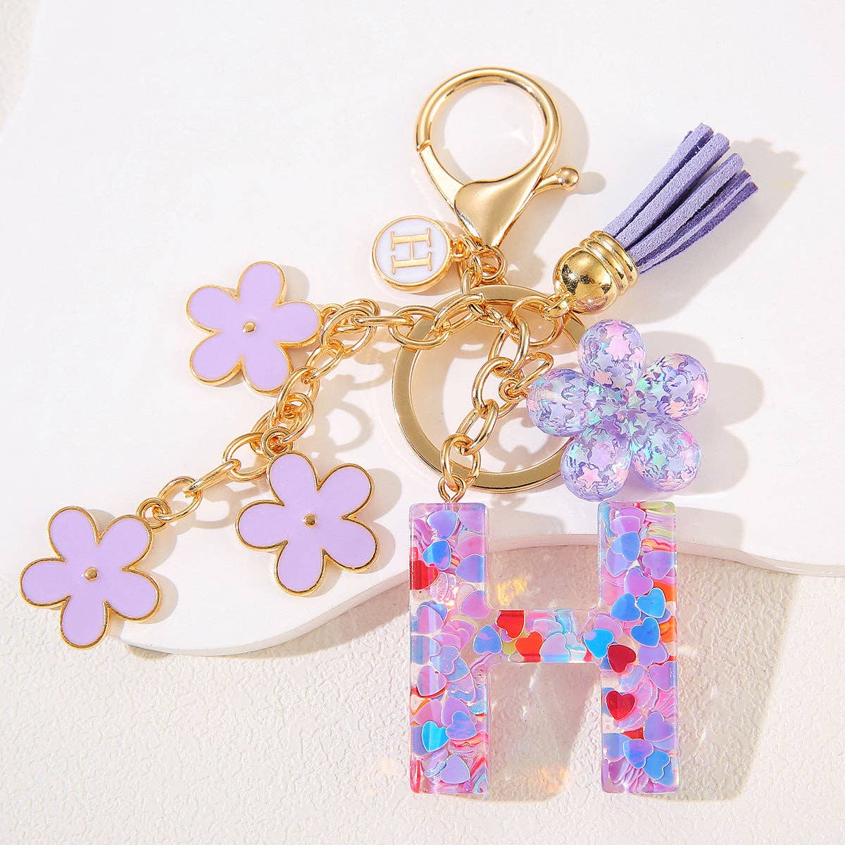 Purple Initial Keychain