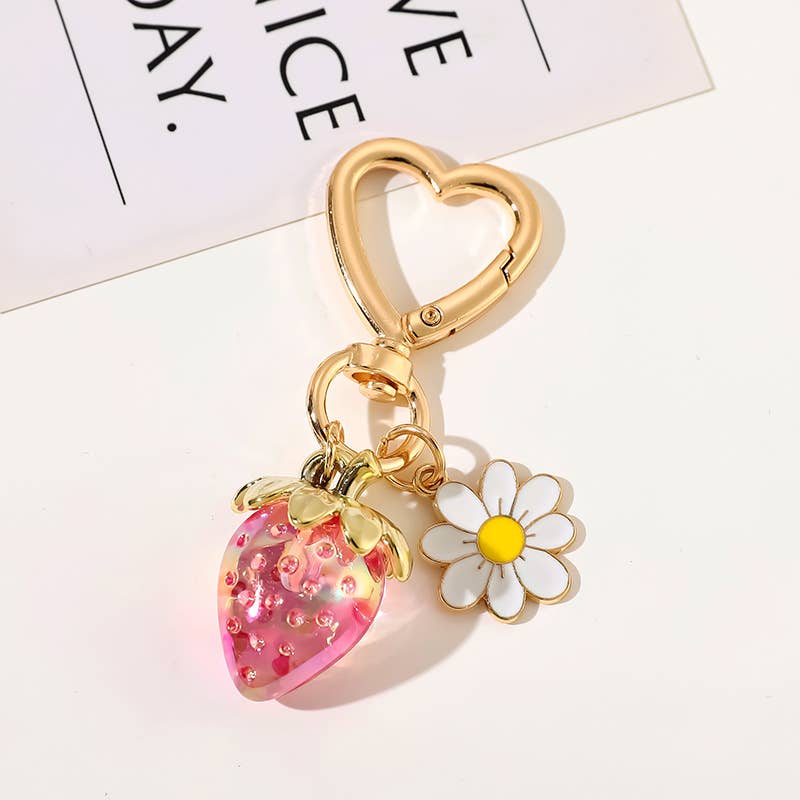 Cute strawberry heart bag charm