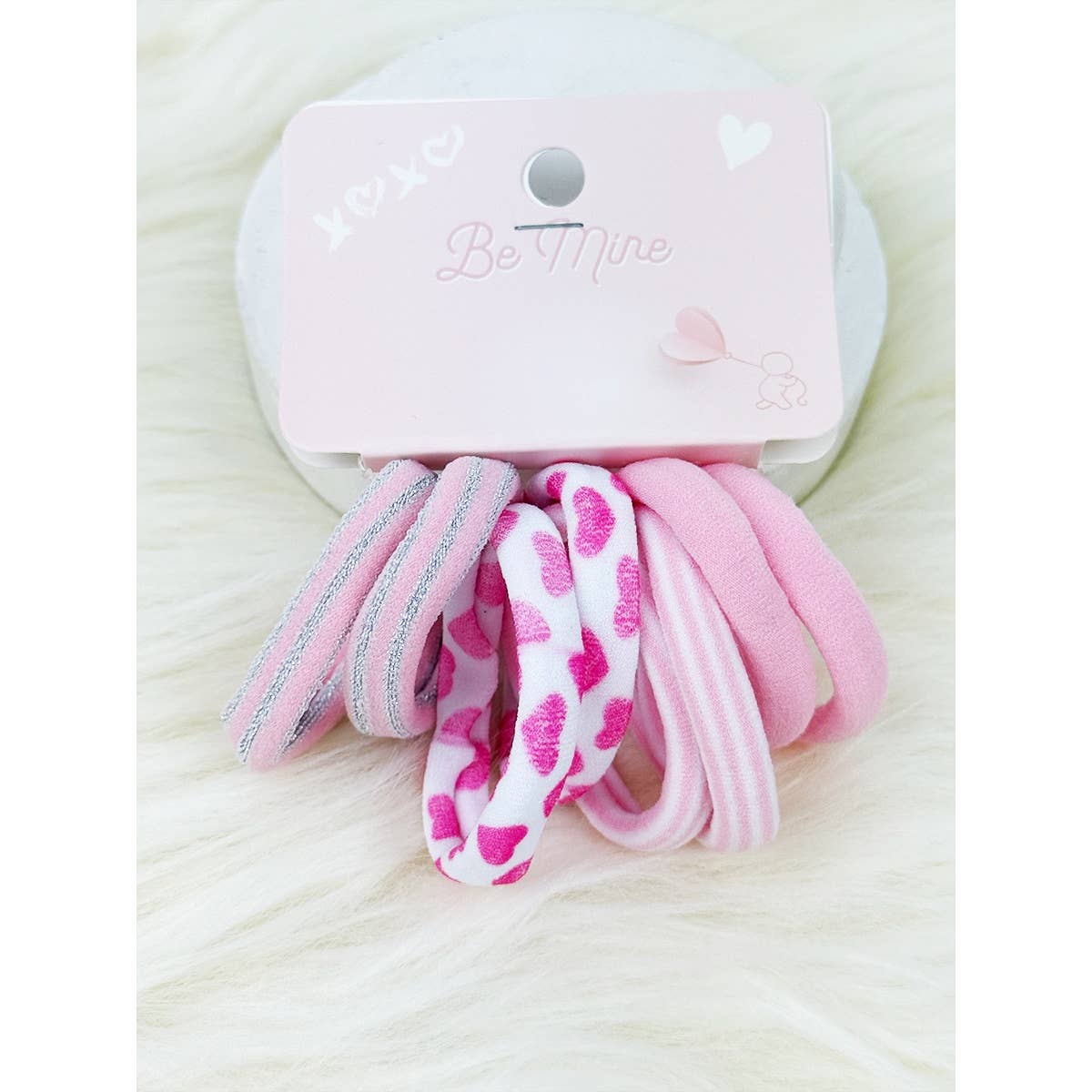 Pretty Pink Pattern Rolled Hair Tie Set