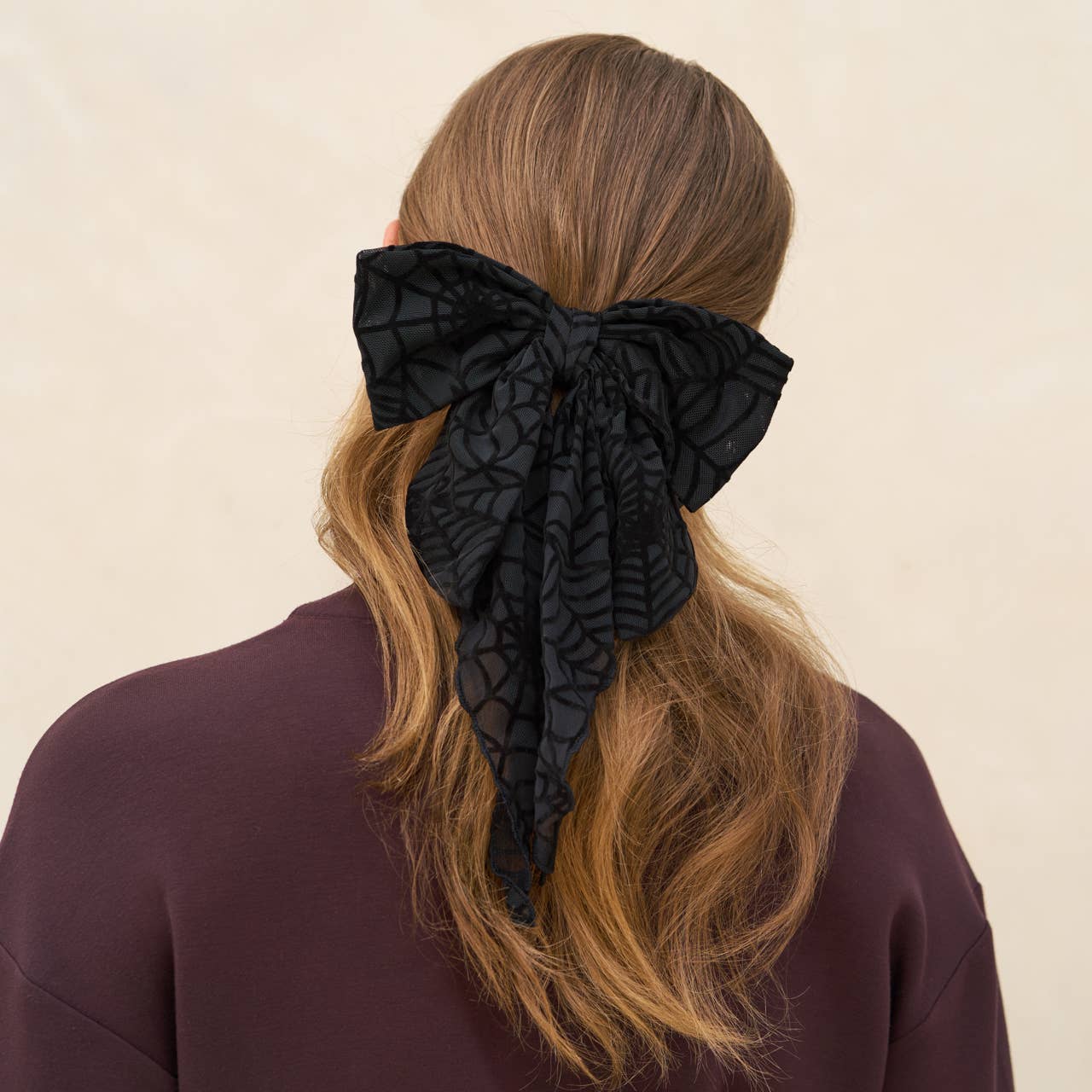 Oversized Bow Hair Clip - Spiderweb