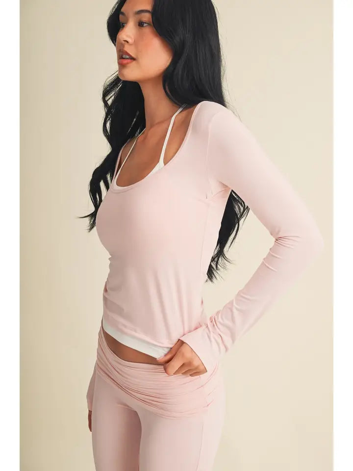 Double layered long sleeve top