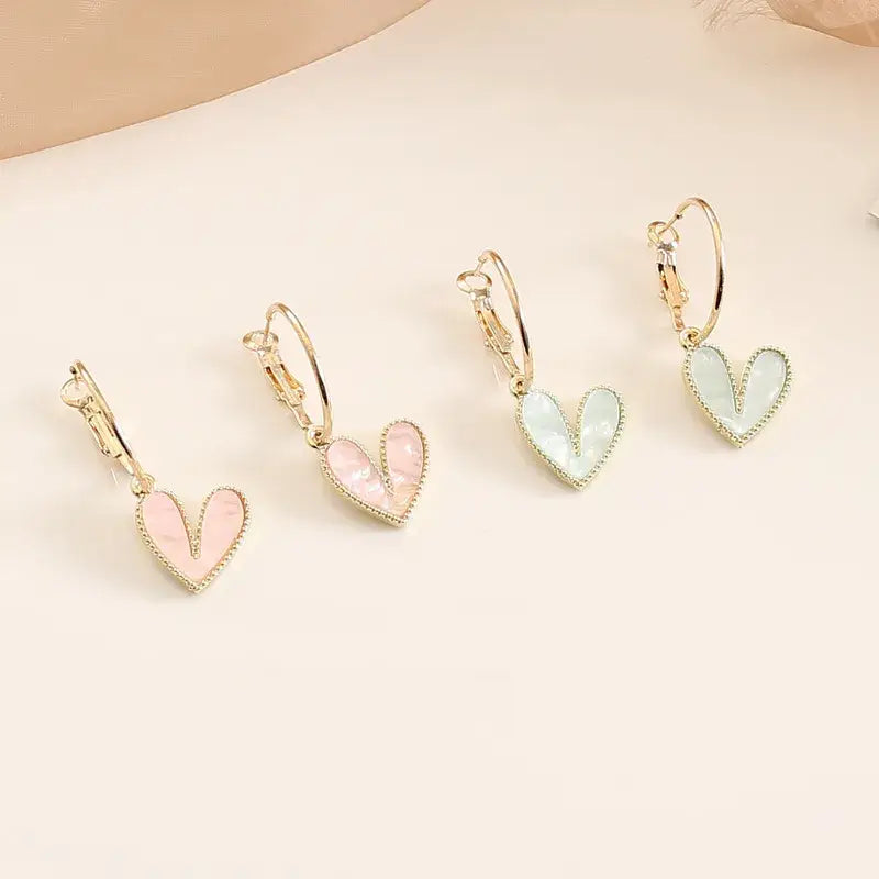 Heart Dangle Colored Earrings