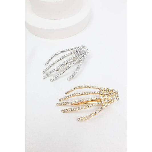 Rhinestone Skeleton Hand Hair Clip