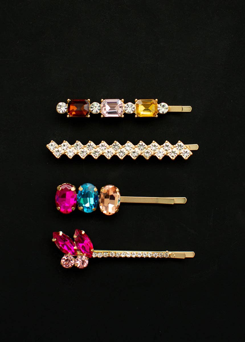 Kid's Marzie Barrette Set in Matte Gold Multi