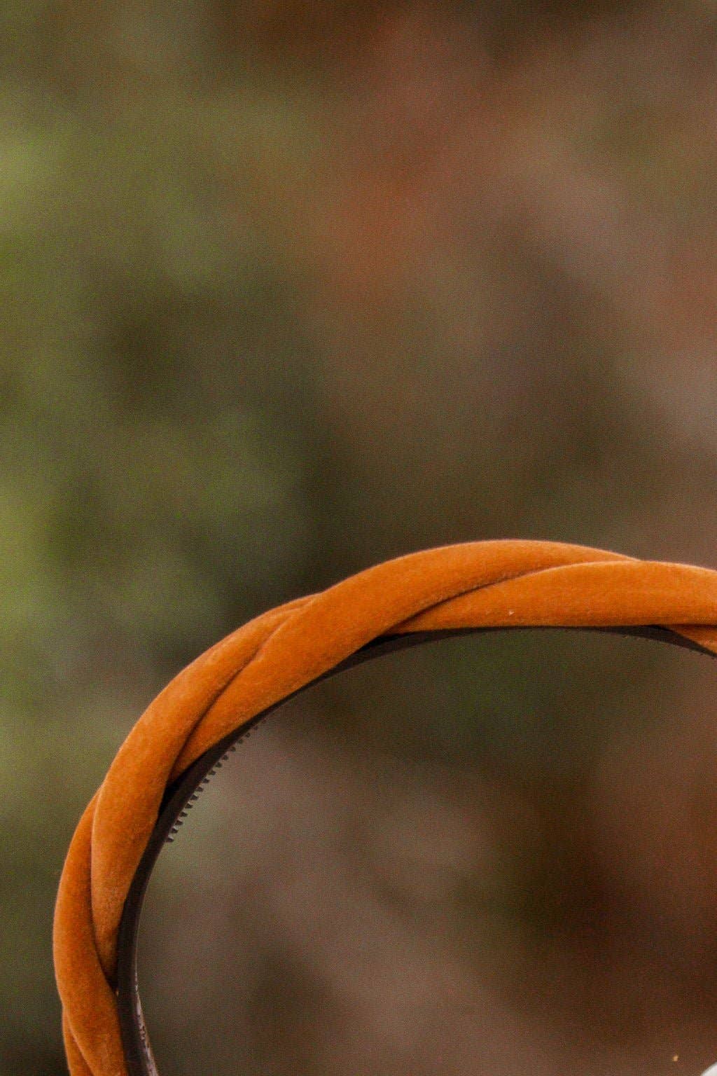 Brown Velvet Braided Headband