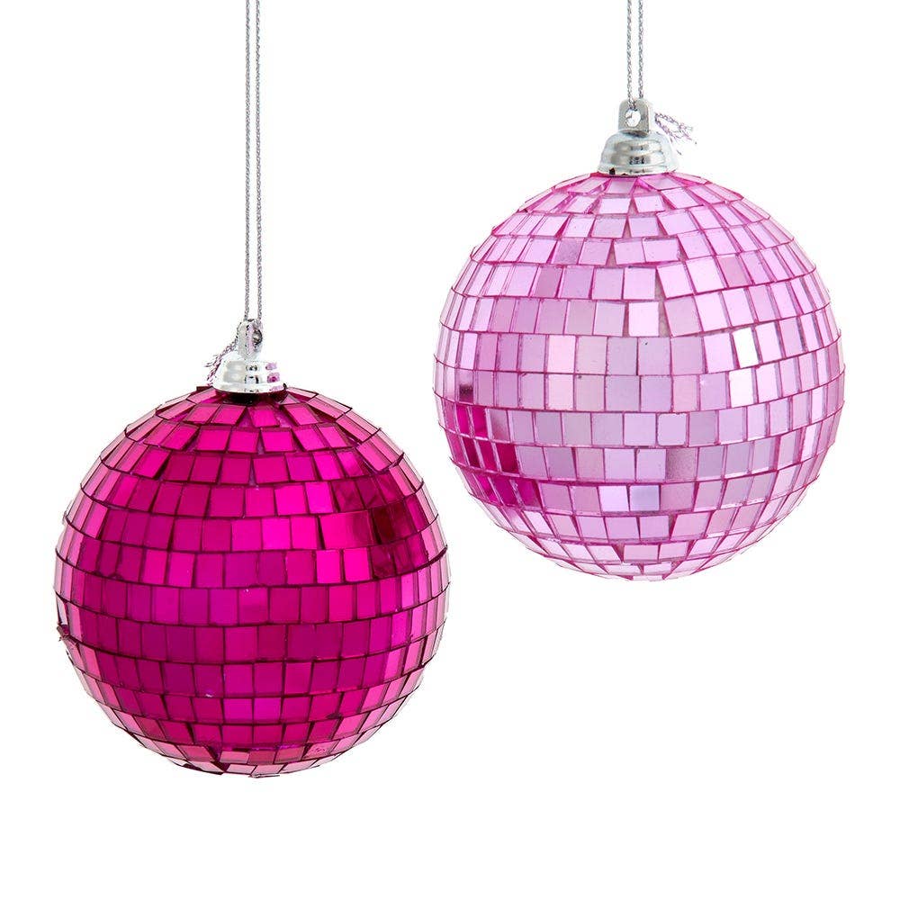 3.15"PINK MIRROR GLASS BALL ORN