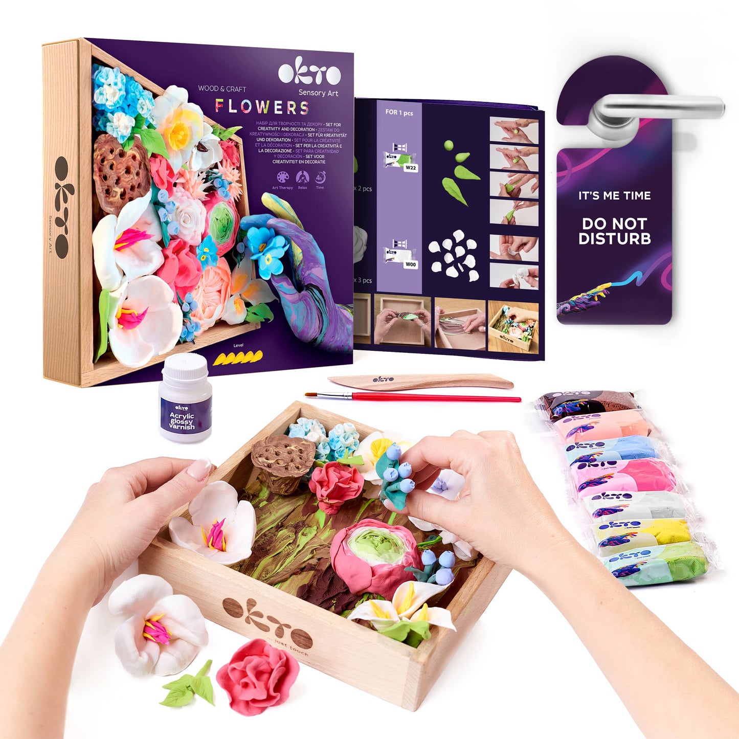 OKTO DIY Wood & Craft Flower Clay Kits