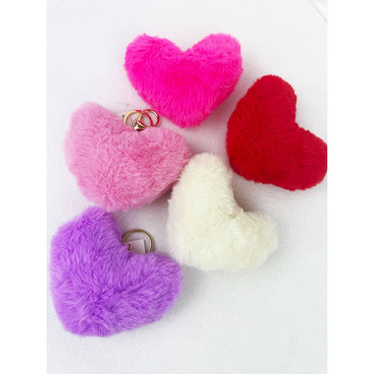 Pom Pom Heart Shape Plush Keychain