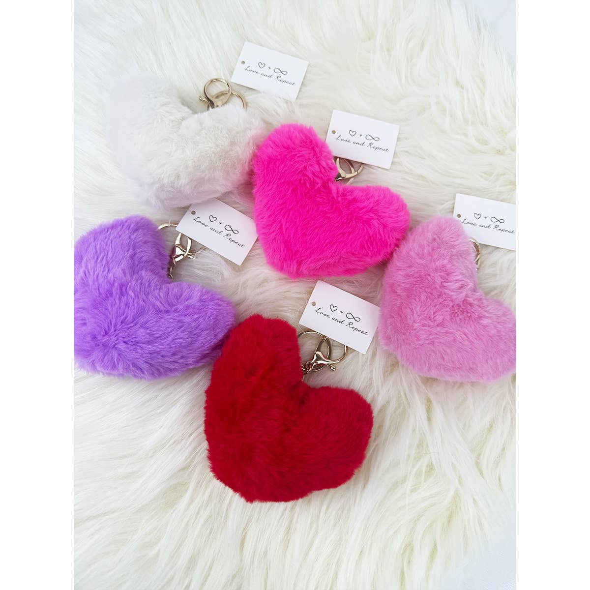 Pom Pom Heart Shape Plush Keychain