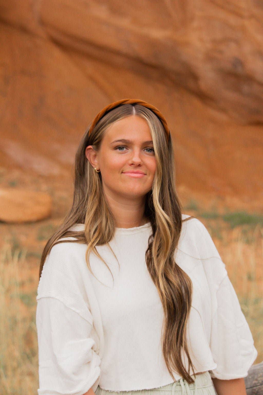 Brown Velvet Braided Headband