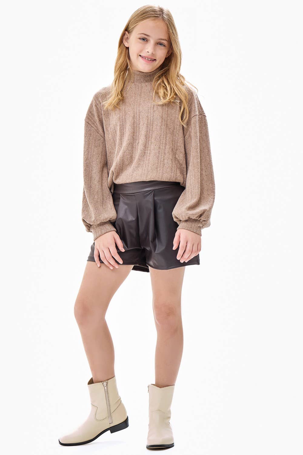 Faux Leather Pleated Shorts