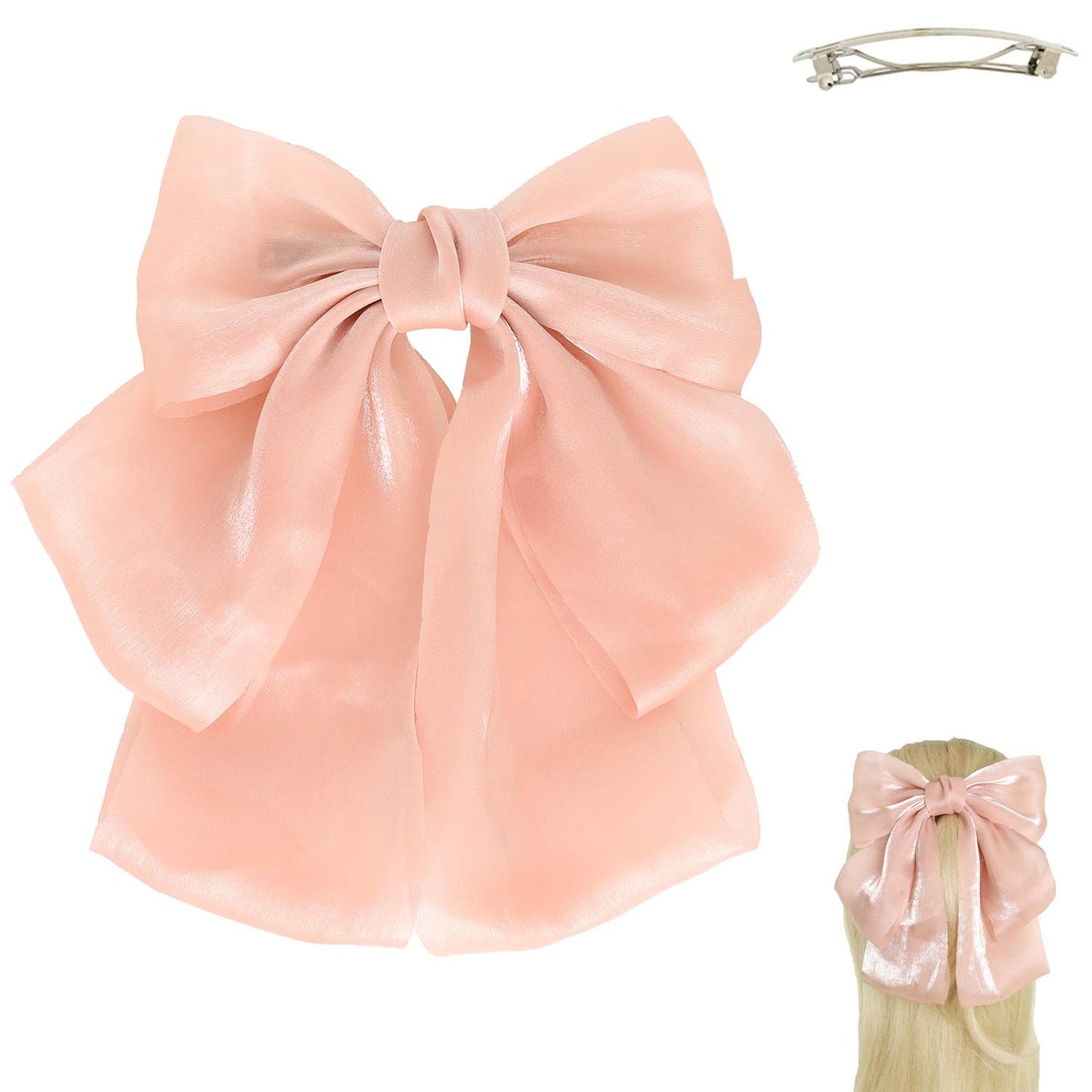 Oversized Textile Sash Bow Barrette Hair Clip