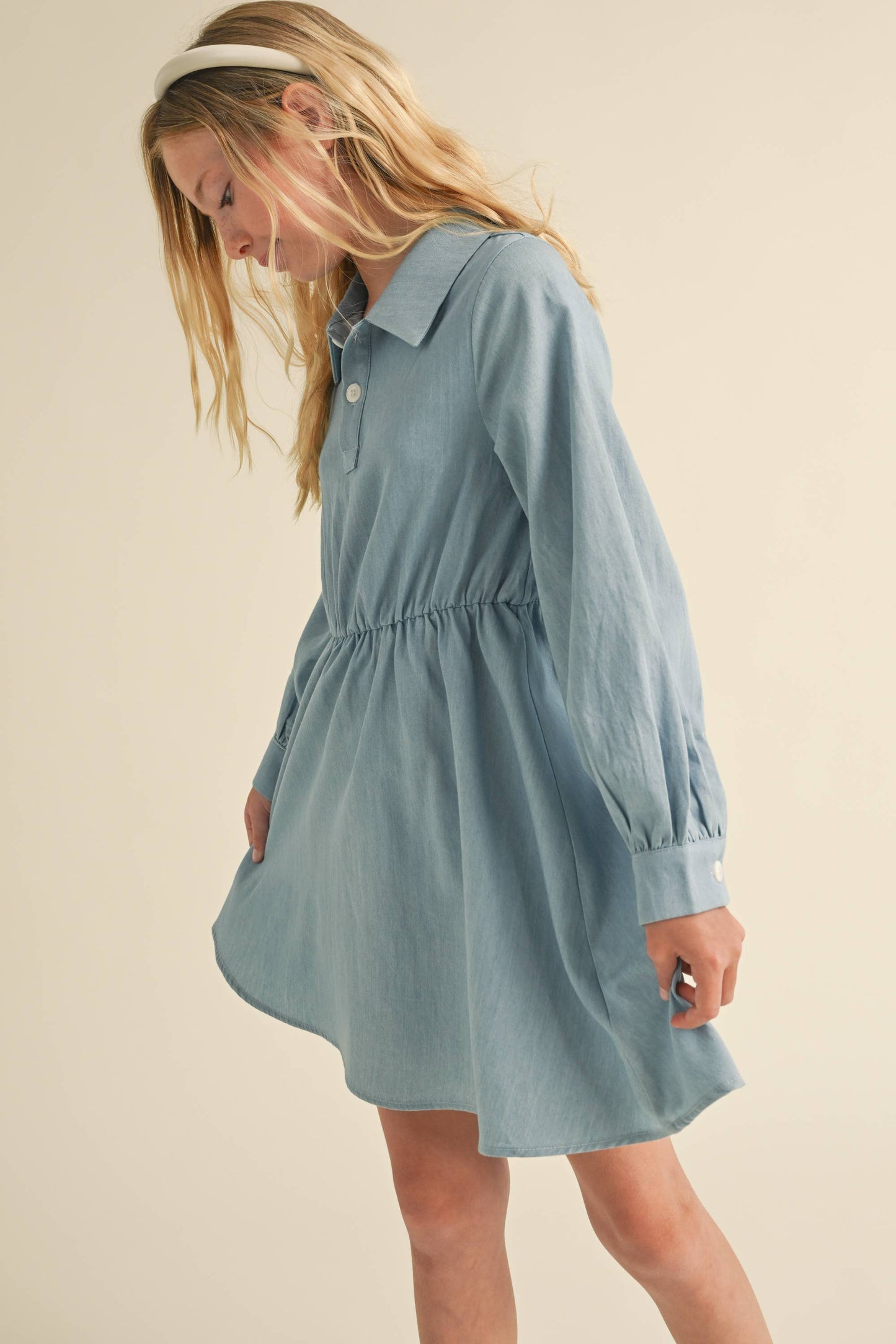 TWEEN KIDS GIRLS LONG SLEEVE SHIRT DRESS (7-12)