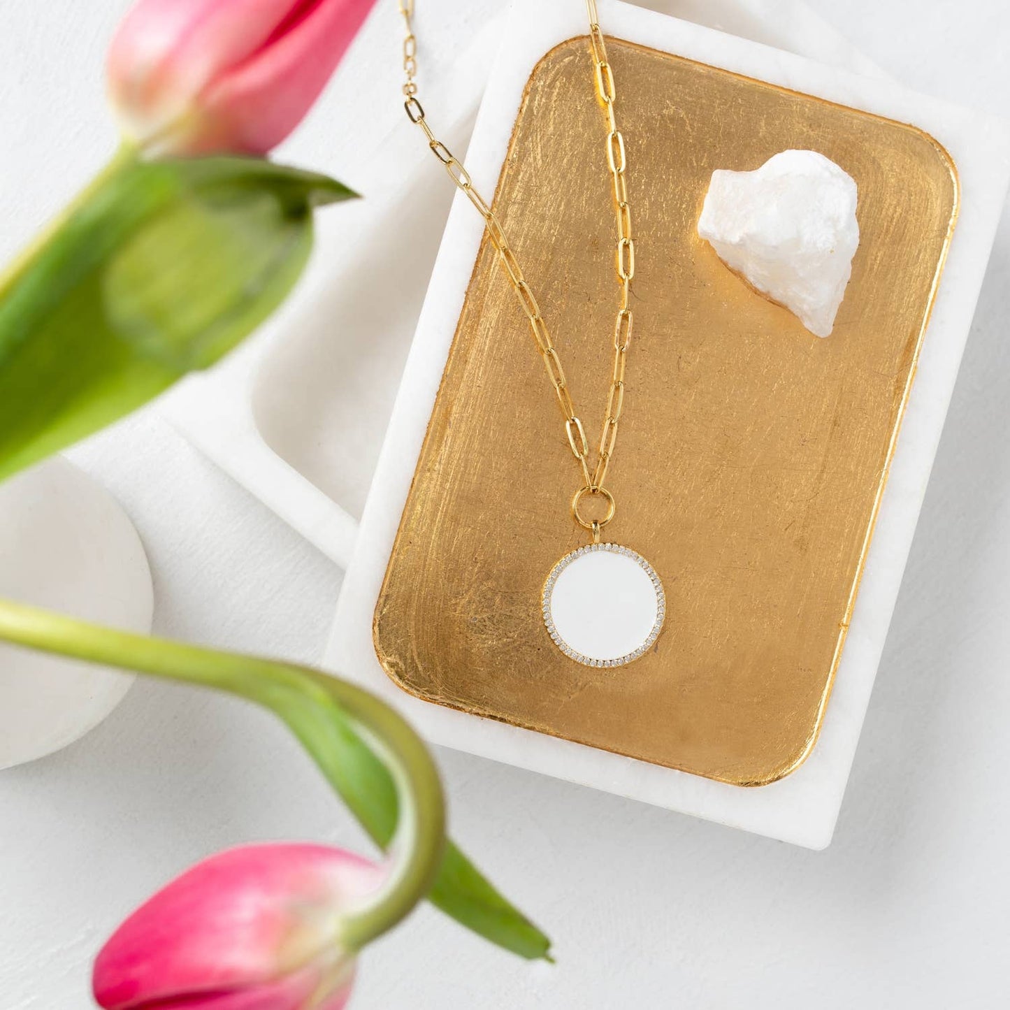 Circle Pave Pendant Necklace